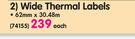 Brother Wide Thermal Labels 62mmx30.48m-Each