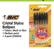 Bic Cristal Stylus Ballpen-5 x 4's Pack