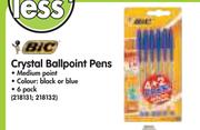 Bic Crystal Ballpoint Pens-5 x 6's Pack