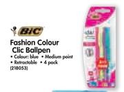 Bic Fashion Colour Clic Ballpen-5 x 4's Pack