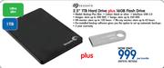 Seagate 2.5" 1TB Hard Drive+16GB Flash Drive Backup Plus Slim-Per Bundle