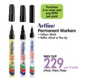 Artline Permanent Markers-Per 12 Pack/