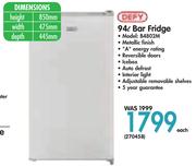 Defy 94Ltr Bar Fridge B4802M-Each