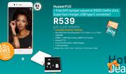 Huawei P10 64GB + Free Selfie Stick, Super Charger & USB Type C Converter Including Connect Top Up M