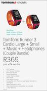 TomTom: Runner 3 Cardio Large + Small + Music + Headphones(Couple Bundle)
