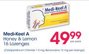 Medi-Keel A Honey & Lemon 16 Lozenges-Per Pack
