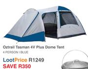 Oztrail Tasman 4V Plus Dome Tent For 4 Persons In Blue