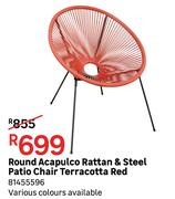 Round Acapulco Rattan & Steel Patio Chair Terracotta Red 81455596