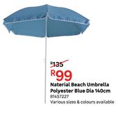 Naterial Beach Umbrella Polyester Blue Dia 140cm 81457227