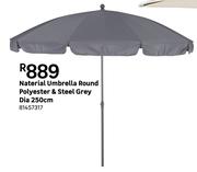 Naterial Umbrella Round Polyester & Steel Grey Dia 250cm 81457317