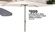 Umbrella Polar White Square Polyester & Steel W200cm x L300cm 81452795