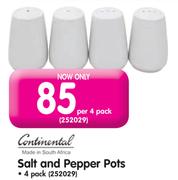 Continental Salt And Pepper Pots-4 Pack