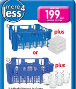 Hiball Glasses In Crate+3 Free Dishcloths-30's