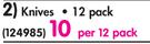 Aro Plastic Catering Utensils Knives 12 Pack