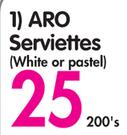 Aro Serviettes White Or Pastel-200's