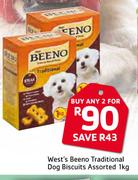 West's Beeno Traditional Dog Biscuits Assorted-2 x 1Kg