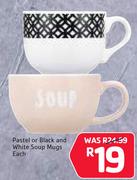 Pastel Or Black And White Soup Mugs--Each