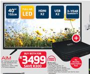 Aim 40" Full HD LED TV CZ1542 With OVHD Decoder(Excluding Installation & Dish) 