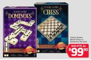Classi Games Wood Chessic Odr Dominoes Set-Each