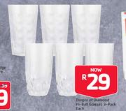 Dimple And Diamond Hi-Ball Glasses 3-Pack-Each