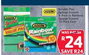 Addis Scrubbi Plus Sponge Scourer 8 Pack Or Rainbow Sponge Scourer 10 Pack-Each