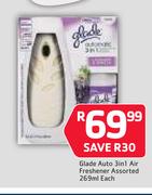 Glade Auto 3 In 1 Air Freshener Assorted-269ml Each