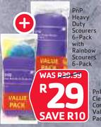 PnP Heavy Duty Scourers 6 Pack With Rainbow Scourers 6 Pack
