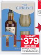 The Glenlivet Founder's Reserve Single Malt Whisky 750ml And 2 Glass Gift Pack