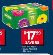 Twinsaver Facial Tissues Assorted-180s Each