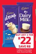 Cadbury Chocolate Slab Assorted-2 x 80g