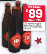 CBC Amber Or Krystal Weiss Beer Non Returnable Bottles-4X440ml