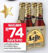 Leffe Blond Beer Non Returnable Bottles-4X330ml