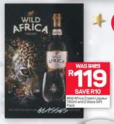 Wild Africa Cream Liqueur 750ml And 2 Glass Gift Pack