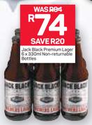 Jack Black Premium Lager Non Returnable Bottles-6X330ml