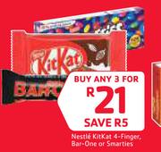 Nestle Kitkat 4 Finger, Bar One Or Smarties-For 3