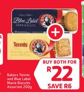 Bakers Tennis & Blue Label Marie Biscuits Assorted-200g Both For