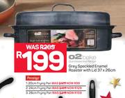 O2 Bake Grey Speckled Enamel Roaster With Lid 37X26cm