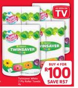 Twinsaver White 2 Ply Towels-For 4s