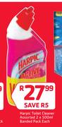 Harpic Toilet Cleaner Assorted Banded Pack-2 x 500ml Each