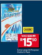 Addis Extra Large All Purpose Cloths 6 Pack