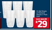 Hi Ball Dimple Or Diamond Glasses 3 Pack-Each