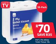 PnP 2 Ply White Toilet Tissue-18s