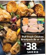 PnP Fresh Chicken Braaipack-8s Or 16s Per Kg