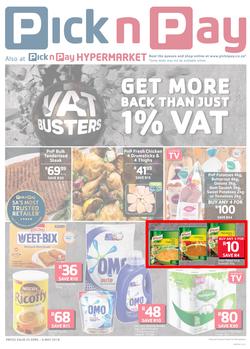 Pick n Pay KZN  : VAT Busters (23 Apr - 06 May 2018), page 1