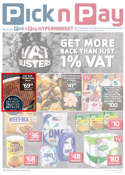 Pick n Pay KZN  : VAT Busters (23 Apr - 06 May 2018), page 1