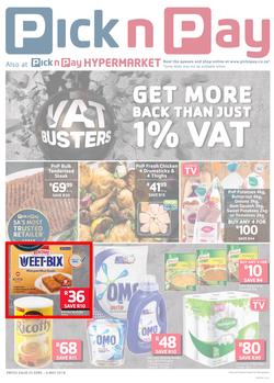 Pick n Pay KZN  : VAT Busters (23 Apr - 06 May 2018), page 1