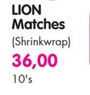 Lion Matches Shrinkwrap - 10's