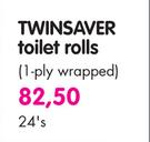 Twinsaver Toilet Rolls 1-Ply Wrapped - 24's