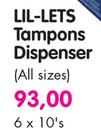 Lil-Lets Tampons Dispenser(All Sizes)-6 x 10's