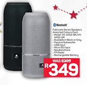 Volkano Fabricate Series Bluetooth Speakers Assorted Colours VK-3452-BK/VK-3452-GR-Each